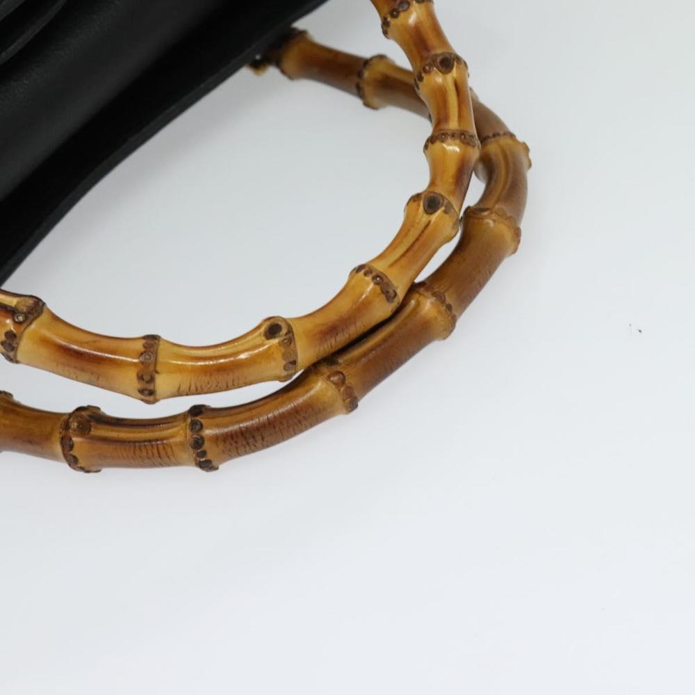 GUCCI Bamboo Hand Bag Suede Black Gold 002 1186 0260 Auth ep8145 - Picture 7 of 16